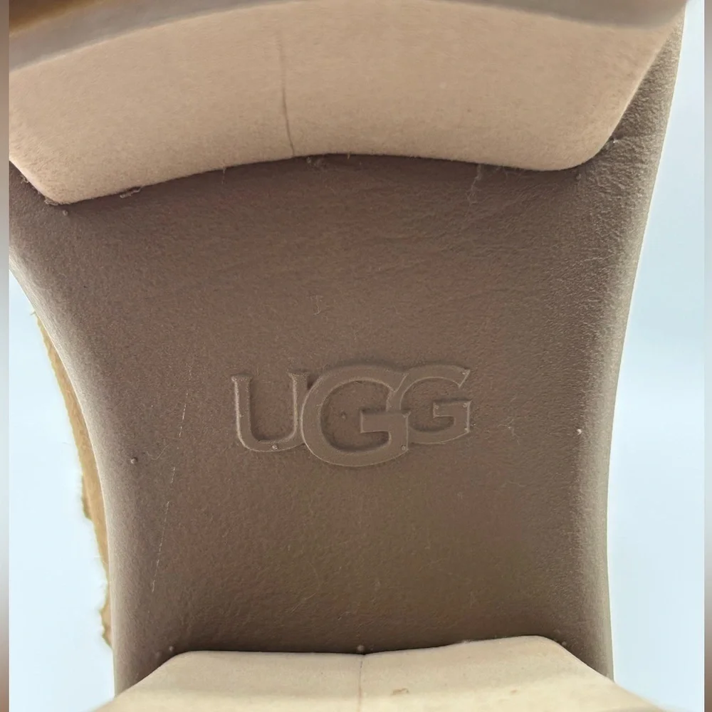 UGG Tall Suede Platform Shearling Lined Chunky Heel Boots Brown Size 8